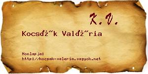 Kocsák Valéria névjegykártya